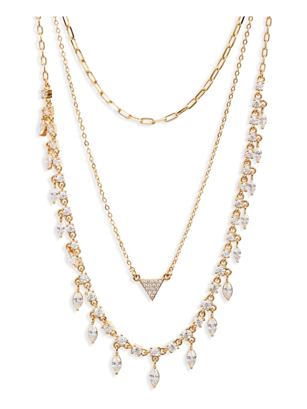 Nordstrom Layered CZ Gold Necklace